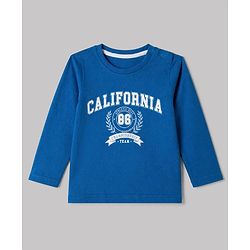 Babyhug 100% Cotton Knit Full Sleeves Striped T-Shirts with California 86 Championship Text Print Pack of 3 - Light Blue, Mustard, Blue