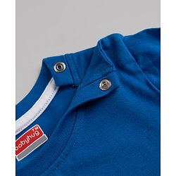 Babyhug 100% Cotton Knit Full Sleeves Striped T-Shirts with California 86 Championship Text Print Pack of 3 - Light Blue, Mustard, Blue
