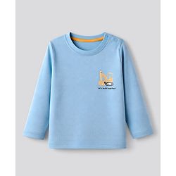 Babyhug 100% Cotton Knit T-Shirt with Full Sleeves and Construction Vehicles Print Pack of 3 - Blue Yellow White