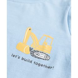 Babyhug 100% Cotton Knit T-Shirt with Full Sleeves and Construction Vehicles Print Pack of 3 - Blue Yellow White