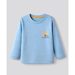 Babyhug 100% Cotton Knit T-Shirt with Full Sleeves and Construction Vehicles Print Pack of 3 - Blue Yellow White