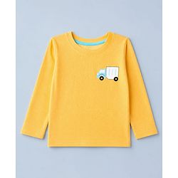 Babyhug 100% Cotton Knit Full Sleeves T-Shirts with Construction Vehicles Print Pack of 3 in Yellow Green