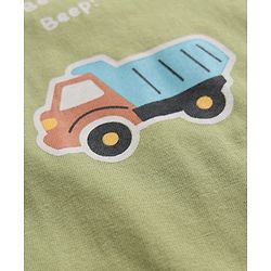 Babyhug 100% Cotton Knit Full Sleeves T-Shirts with Construction Vehicles Print Pack of 3 in Yellow Green