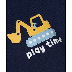 Babyhug 100% Cotton Knit T-Shirts with Full Sleeves and Construction Vehicles Print Pack of 3 - Yellow White Navy Blue