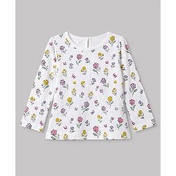 Babyhug 100% Cotton Knit T-Shirts with Full Sleeves and Floral Bunny Print Pack of 3 - Mint Green White Lavender