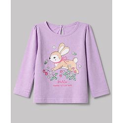 Babyhug 100% Cotton Knit T-Shirts with Full Sleeves and Floral Bunny Print Pack of 3 - Mint Green White Lavender