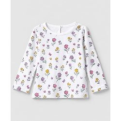 Babyhug 100% Cotton Knit T-Shirts with Full Sleeves and Floral Bunny Print Pack of 3 - Mint Green White Lavender