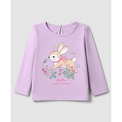 Babyhug 100% Cotton Knit T-Shirts with Full Sleeves and Floral Bunny Print Pack of 3 - Mint Green White Lavender