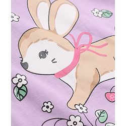 Babyhug 100% Cotton Knit T-Shirts with Full Sleeves and Floral Bunny Print Pack of 3 - Mint Green White Lavender