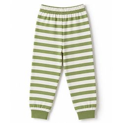 Babyhug 100% Cotton Knit Full Sleeves T-Shirt & Striped Pyjama Nightsuit with Mini Saur Print - Green
