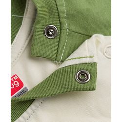 Babyhug 100% Cotton Knit Full Sleeves T-Shirt & Striped Pyjama Nightsuit with Mini Saur Print - Green