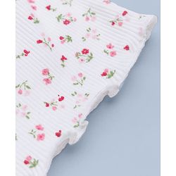 Babyhug Cotton Knit Full Sleeves Winter T-Shirt with Floral Print and Bow Embroidery in White for 6-9 Months