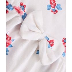 Babyhug Single Jersey Knit Cap Sleeves Polka Dots & Floral Printed Frock With Bow Applique Pack Of 2 - Red & White