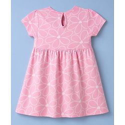 Babyhug Single Jersey Knit Half Sleeves Hearts & Text Printed Frocks With Bow Applique Pack Of 2 - Pink & Yellow