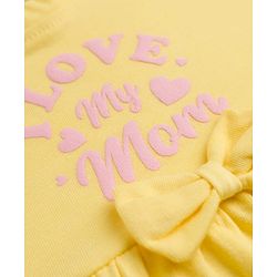 Babyhug Single Jersey Knit Half Sleeves Hearts & Text Printed Frocks With Bow Applique Pack Of 2 - Pink & Yellow