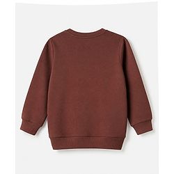 Babyhug 100% Cotton Knit Full Sleeves Sweatshirt With Bear Applique - Brown