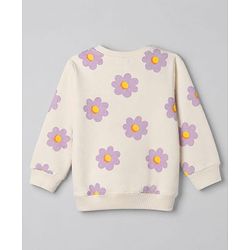 Babyhug Heavy Gauge 100% Cotton Terry Knit Sweatshirt with Full Sleeves & Floral Print - White