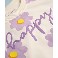 Babyhug Heavy Gauge 100% Cotton Terry Knit Sweatshirt with Full Sleeves & Floral Print - White