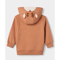 Babyhug 100% Cotton Knit Sweatshirt with Full Sleeves and Reindeer Applique in Light Brown