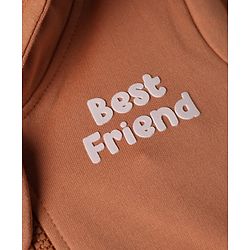 Babyhug 100% Cotton Knit Sweatshirt with Full Sleeves and Reindeer Applique in Light Brown