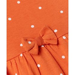 Babyhug Single Jersey Knit Half Sleeves Polka Dots & Floral Printed Frocks With Bow Applique Pack Of 2 - Orange & Peach