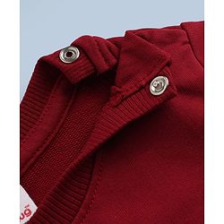 Babyhug 100% Cotton Heavy Gauge Terry Knit Sweatshirt With Full Sleeves and Lion Print - Maroon