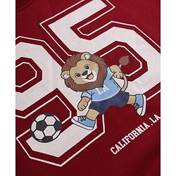 Babyhug 100% Cotton Heavy Gauge Terry Knit Sweatshirt With Full Sleeves and Lion Print - Maroon