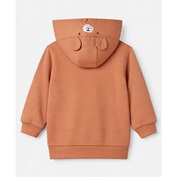 Babyhug 100% Cotton Knit Sweatshirt with Full Sleeves and Bear Hugs Bear Applique in Light Brown