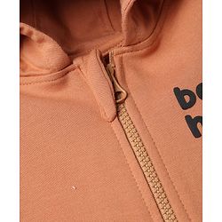 Babyhug 100% Cotton Knit Sweatshirt with Full Sleeves and Bear Hugs Bear Applique in Light Brown