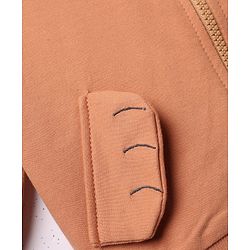 Babyhug 100% Cotton Knit Sweatshirt with Full Sleeves and Bear Hugs Bear Applique in Light Brown