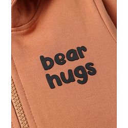 Babyhug 100% Cotton Knit Sweatshirt with Full Sleeves and Bear Hugs Bear Applique in Light Brown