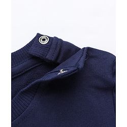 Babyhug 100% Cotton Heavy Gauge Terry Knit Sweatshirt With Full Sleeves and Bear Embroidery & Text Print - Navy
