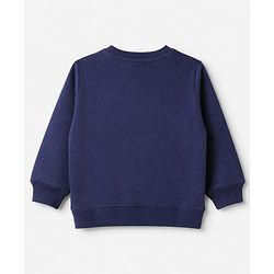 Babyhug 100% Cotton Heavy Gauge Terry Knit Sweatshirt With Full Sleeves and Bear Embroidery & Text Print - Navy