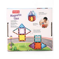 Babyhug Magnetic Tiles for Kids - 16 Piece| Magnetic Construction Set| Building Blocks| Boosts Creativity & Imagination| Learning & Educational Toy| Strong Durable Magnets| STEAM Learning