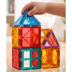 Babyhug Magnetic Tiles for Kids - 16 Piece| Magnetic Construction Set| Building Blocks| Boosts Creativity & Imagination| Learning & Educational Toy| Strong Durable Magnets| STEAM Learning