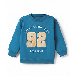 Babyhug 100% Cotton Terry Heavy Gauge Sweatshirt with Full Sleeves and New York City Print - Blue