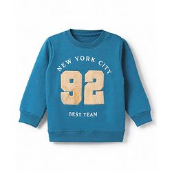 Babyhug 100% Cotton Terry Heavy Gauge Sweatshirt with Full Sleeves and New York City Print - Blue