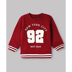 Babyhug 100% Cotton Terry Knit Heavy Gauge Sweatshirt with Full Sleeves and New York City Applique - Maroon