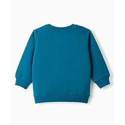 Babyhug 100% Cotton Terry Knit Sweatshirt with Full Sleeves and Reindeer Applique - Blue