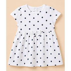 Babyhug Single Jersey Knit Frock with Half Sleeve and Polka Dots Print in White & Black Pack of 2