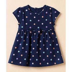 Babyhug Single Jersey Knit Frock with Half Sleeve and Polka Dots Print in White & Black Pack of 2