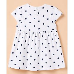 Babyhug Single Jersey Knit Frock with Half Sleeve and Polka Dots Print in White & Black Pack of 2