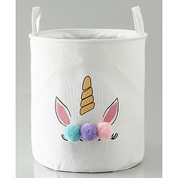 Babyhug Multicolour Foldable Fabric Storage Basket| 35 40 cm| Three-Tone Design, Decorative Lucky Print, Rope Handles| Laundry Organizer| Books, Cloths, Toys & Accessories Storage| Washable Fabric