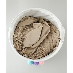 Babyhug Multicolour Foldable Fabric Storage Basket| 35 40 cm| Three-Tone Design, Decorative Lucky Print, Rope Handles| Laundry Organizer| Books, Cloths, Toys & Accessories Storage| Washable Fabric