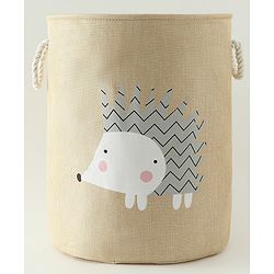 Babyhug Multicolour Foldable Fabric Storage Basket| 35 40 cm| Three-Tone Design, Decorative Lucky Print, Rope Handles| Laundry Organizer| Books, Cloths, Toys & Accessories Storage| Washable Fabric