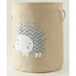Babyhug Multicolour Foldable Fabric Storage Basket| 35 40 cm| Three-Tone Design, Decorative Lucky Print, Rope Handles| Laundry Organizer| Books, Cloths, Toys & Accessories Storage| Washable Fabric
