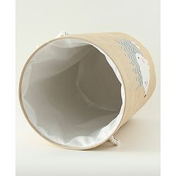 Babyhug Multicolour Foldable Fabric Storage Basket| 35 40 cm| Three-Tone Design, Decorative Lucky Print, Rope Handles| Laundry Organizer| Books, Cloths, Toys & Accessories Storage| Washable Fabric