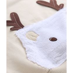 Babyhug 100% Cotton Terry Knit Heavy Gauge Sweatshirt with Full Sleeves and Reindeer Applique in Offwhite