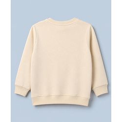 Babyhug 100% Cotton Terry Knit Heavy Gauge Sweatshirt with Full Sleeves and Reindeer Applique in Offwhite