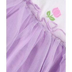 Babyhug Mesh Knit One Piece Dress with Short Sleeves and Floral Print - Lavender